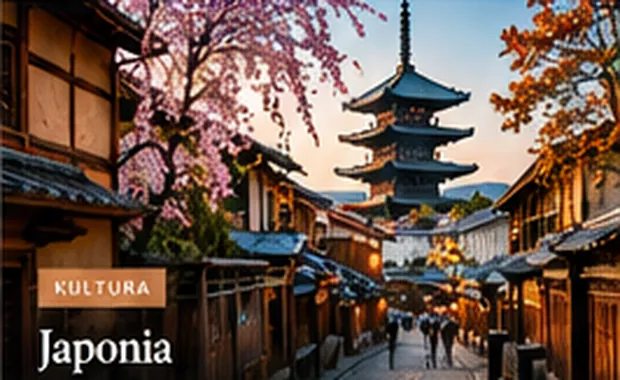 Pagoda pośród kwitnących wiśni w Japonii